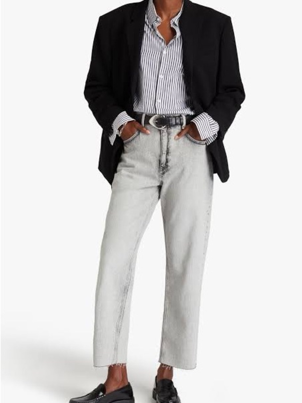rag & bone Harlow Mod Rise Straight-Leg Jeans in Glacier
